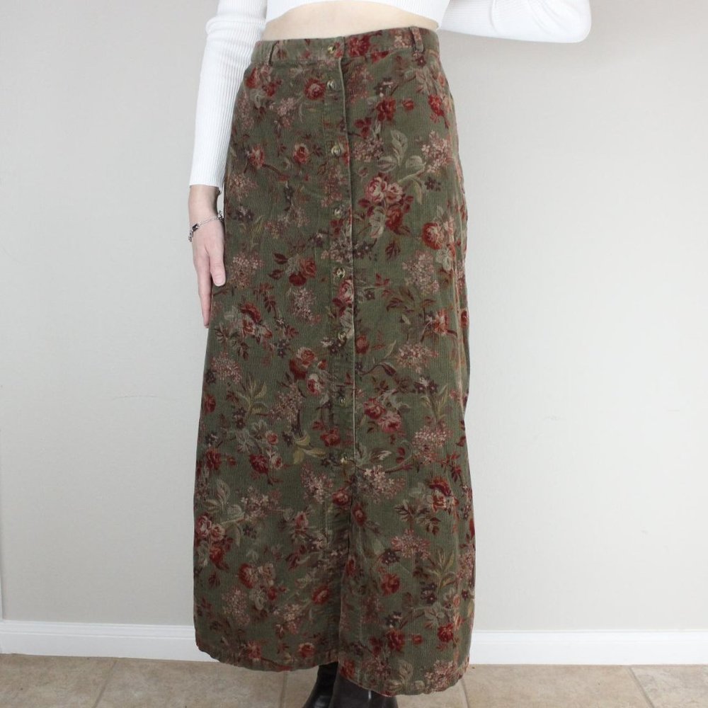 Eddie Bauer Olive Floral Maxi Skirt - Picture 4 of 4